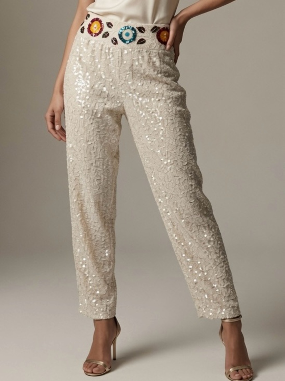 EMMA BLACK BEADED SEQUIN PANTS size 6 women’s  boho hippie vtg Y2K silk